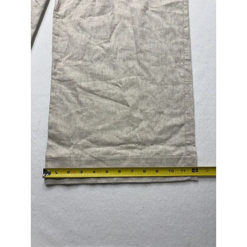 Banana Republic Dress Pants Womens 14 Beige Linen Wide Leg High Rise Relaxed